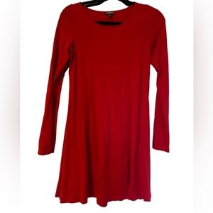 Express Long Sleeve Red Swing Dress